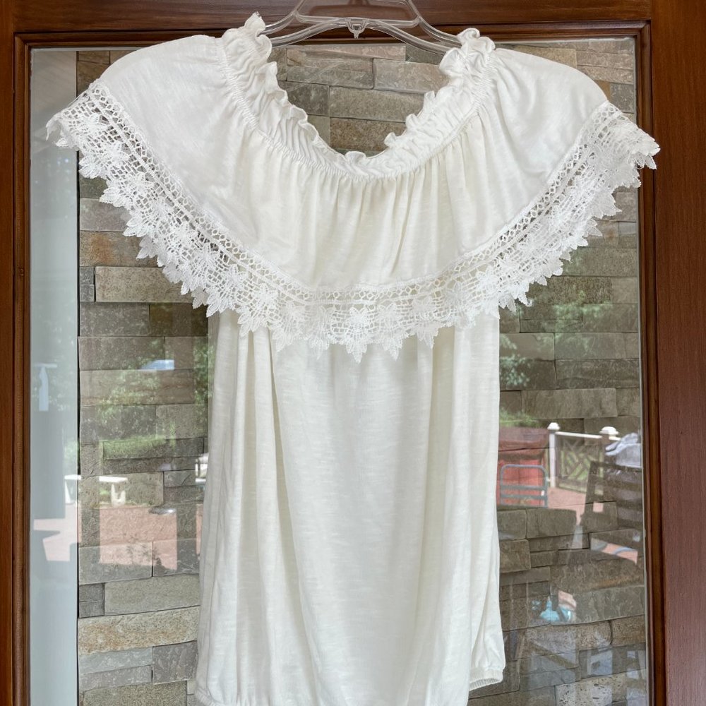 Altar'd State White Crocheted Top